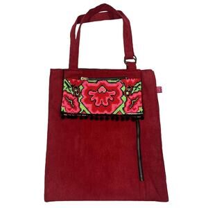 Vintage Suede Rug & Tassle Boho Tote Bag